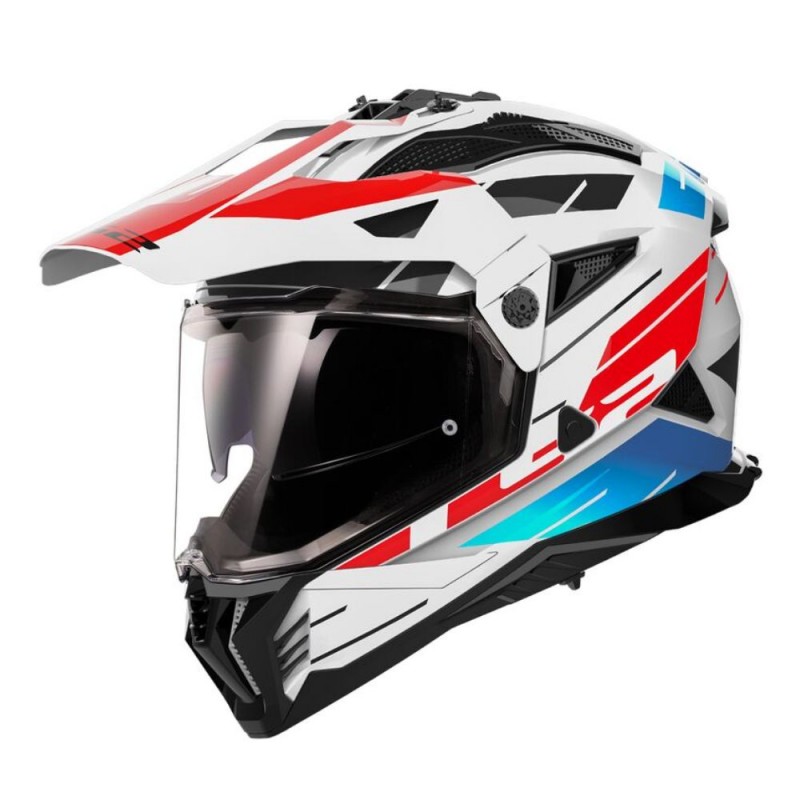 Casco LS2 MX702 Pioneer II Namib Blanco Azul Rojo